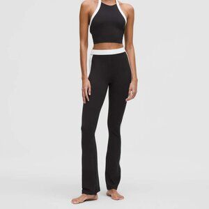 Lululemon Nulu High-Rise Flared Yoga Pant Full Length Black White Strip